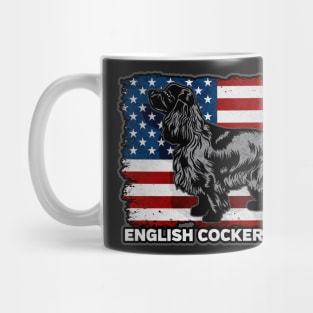 English Cocker Spaniel Dog American Flag Mug